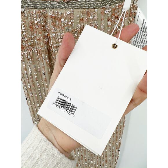 Mac Duggal 10509 Sleeveless High Neck Beaded Nude Dress Size 2 - Picture 7 of 8